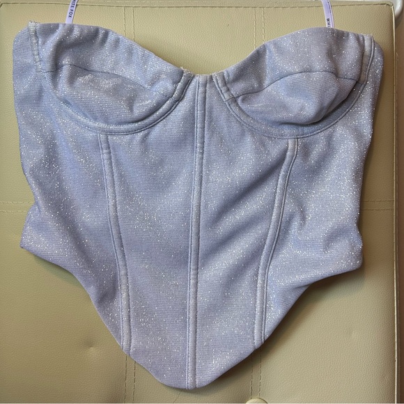 White Fox Canned Heat silver, sparkly, corset top. - Picture 1 of 6